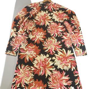 WHO WHAT WEAR Mini Dress High Neck Puff Long Sleeve Floral Retro Womens XS Black